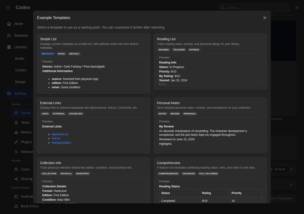 Custom Metadata Templates